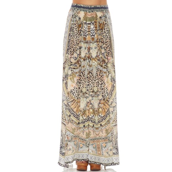 Camilla 'Moto Maiko' Elastic Waist Split-Detail Silk Maxi-Skirt, Multicolor - Picture 2 of 6